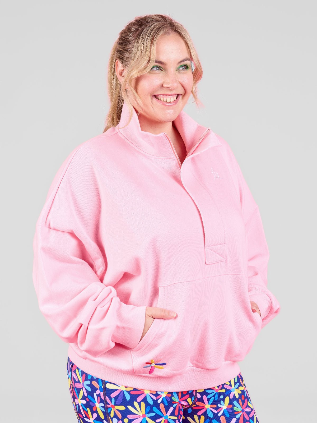 Happy Daisies FlexiZip Sweatshirt - Pink