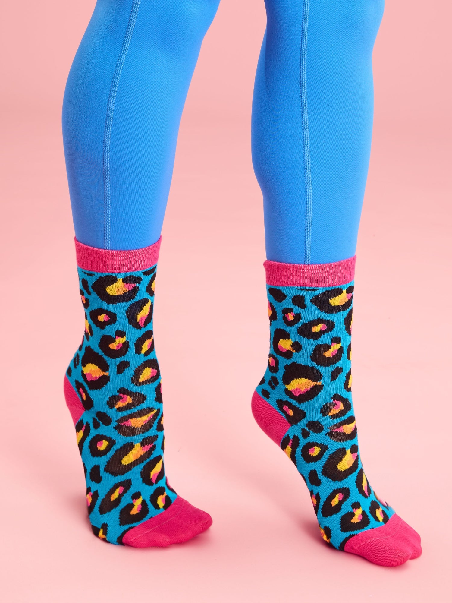 Happy Leopard Socks - Bold Vibrant striped socks in leopard print