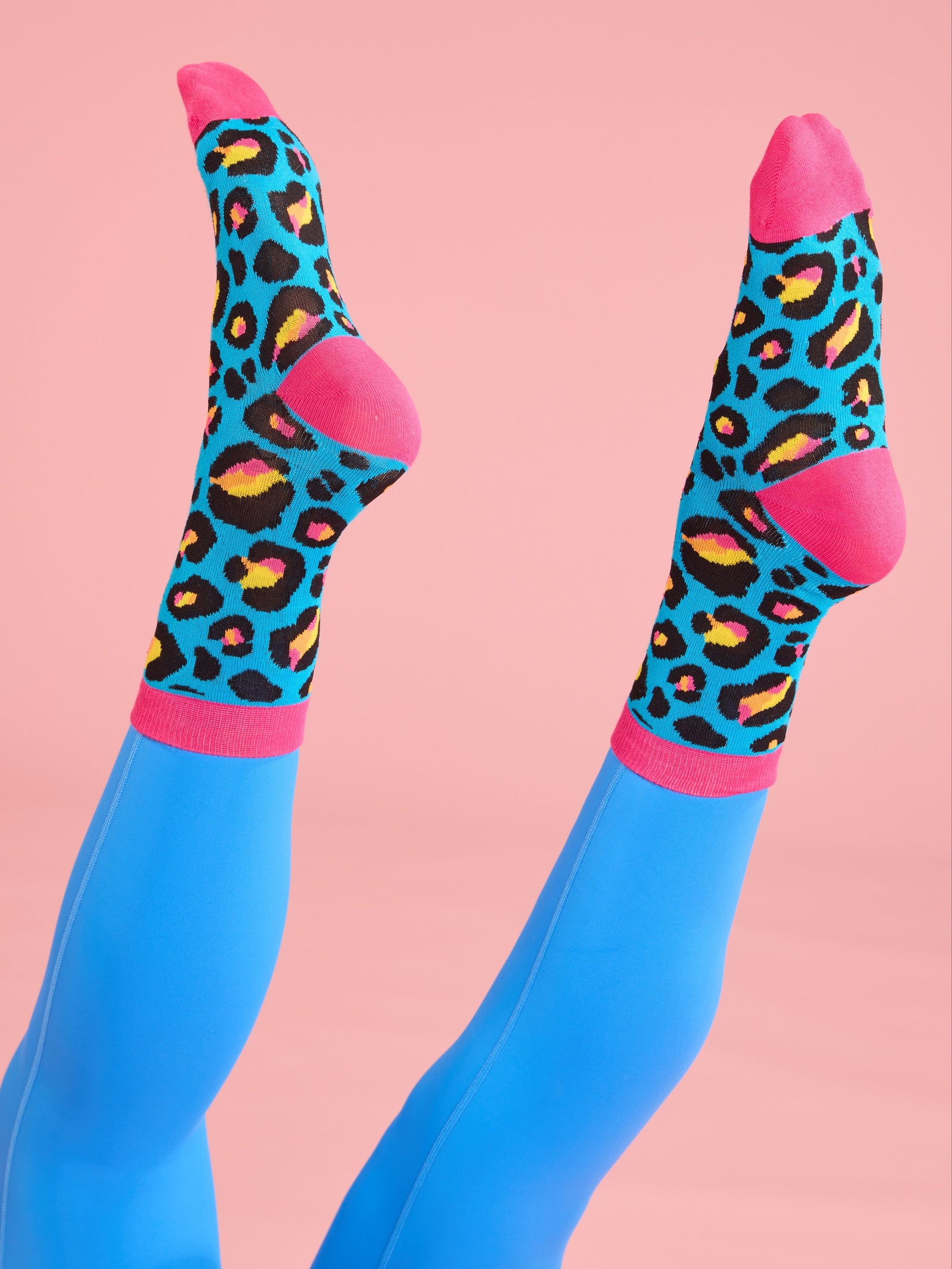 Happy Leopard Socks - Bold Vibrant striped socks in leopard print