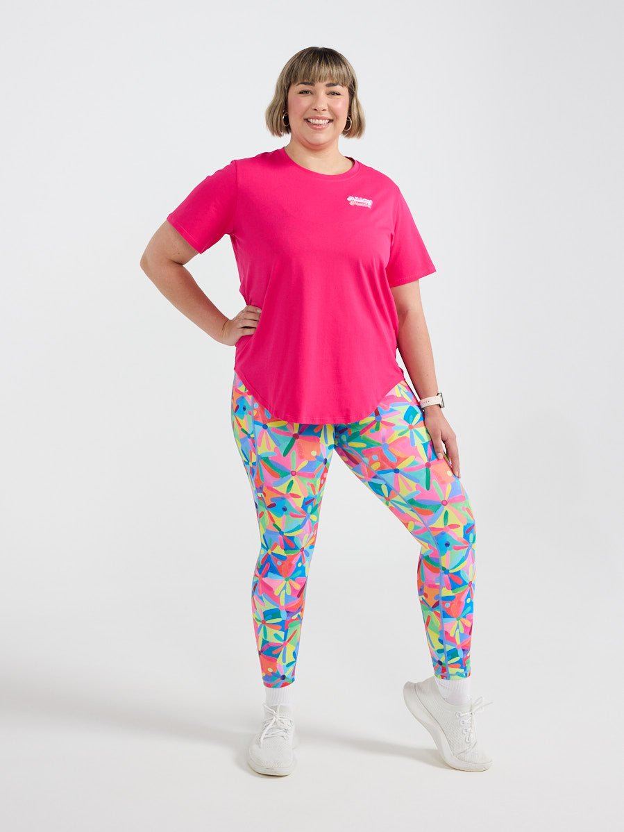 Hot Pink Active Curve Positivi-Tee - "Move With Joy"