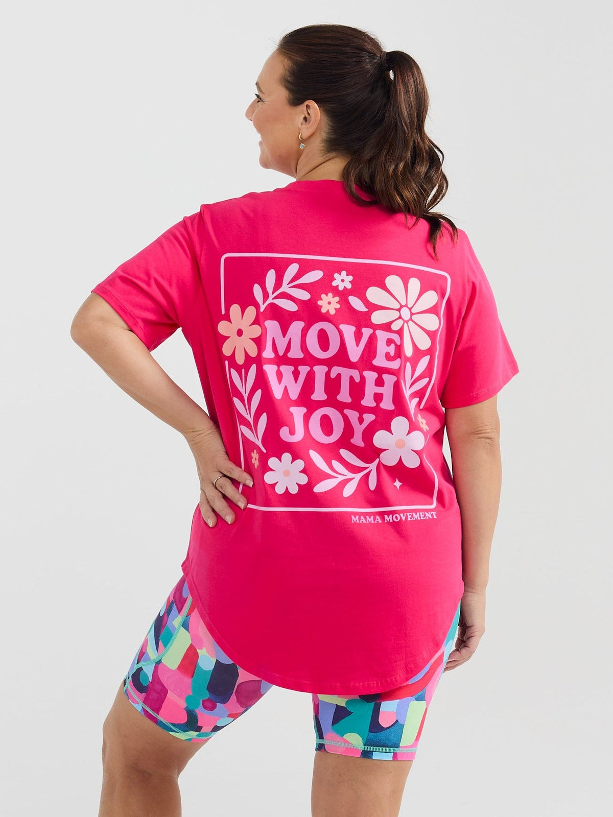 Hot Pink Active Curve Positivi-Tee - "Move With Joy"