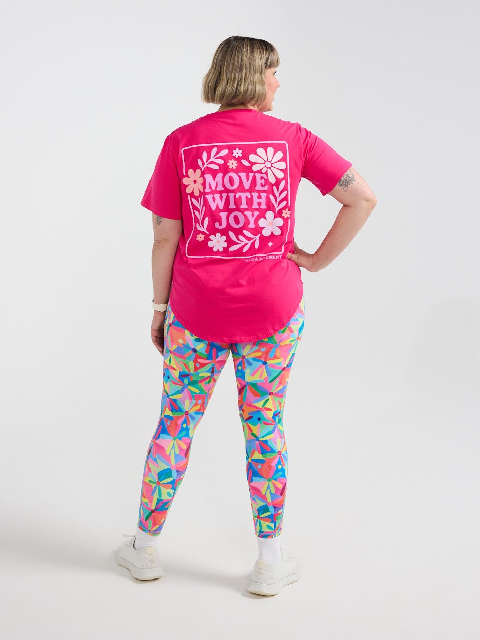 Hot Pink Active Curve Positivi-Tee - "Move With Joy"