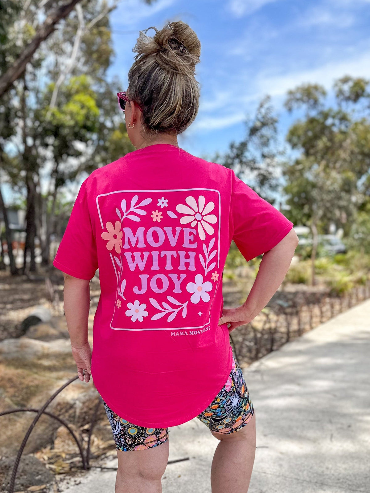 Hot Pink Active Curve Positivi-Tee - "Move With Joy"