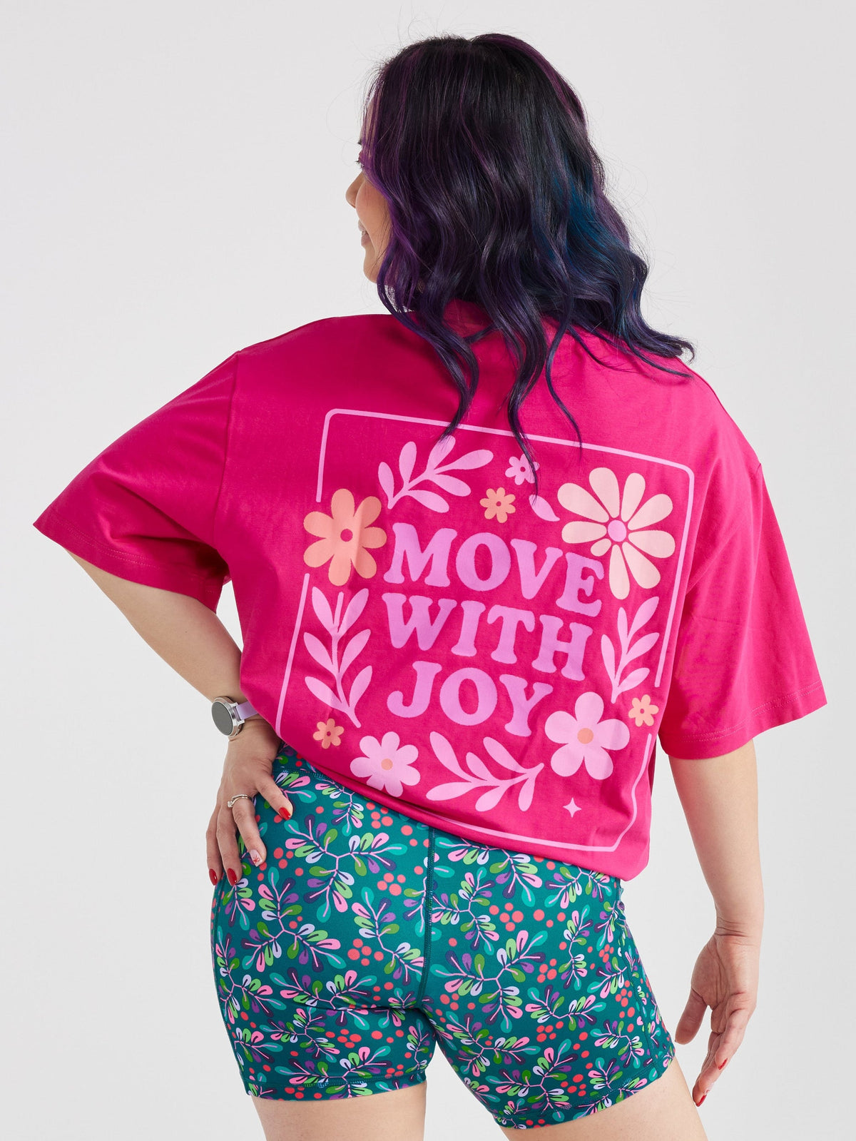 Hot Pink Active Curve Positivi-Tee - "Move With Joy"