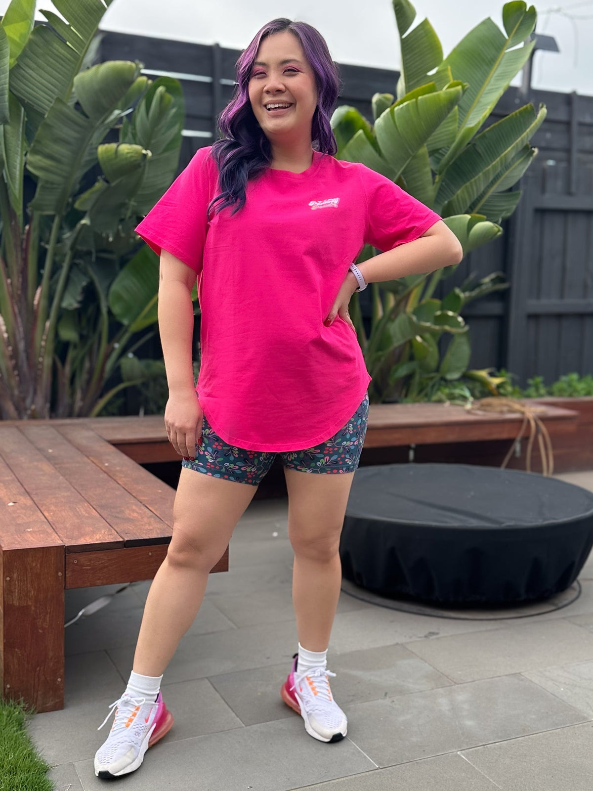 Hot Pink Active Curve Positivi-Tee - "Move With Joy"