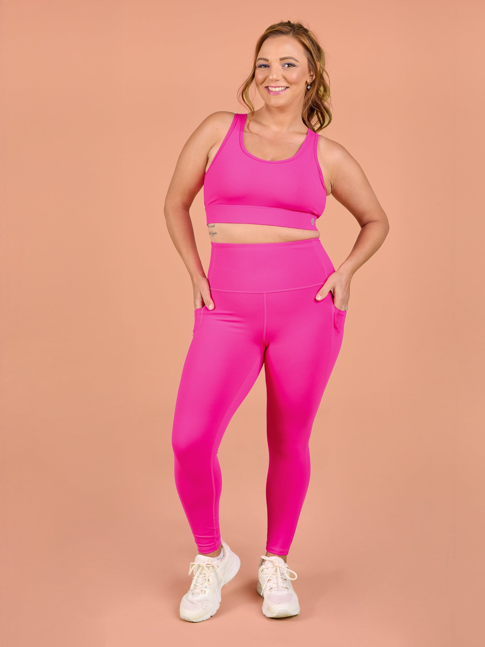 Hot Pink Elevate Legging - 7/8 length - legging 7/8 high waist with pockets