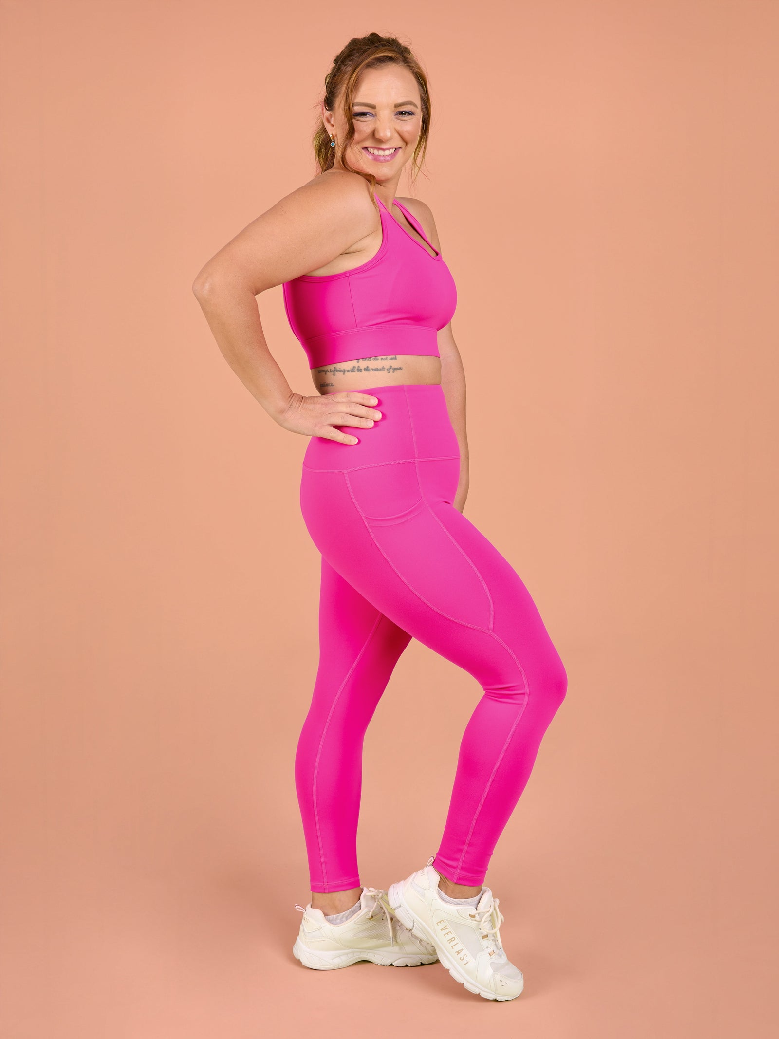 Hot Pink Elevate Legging - 7/8 length - legging 7/8 high waist with pockets