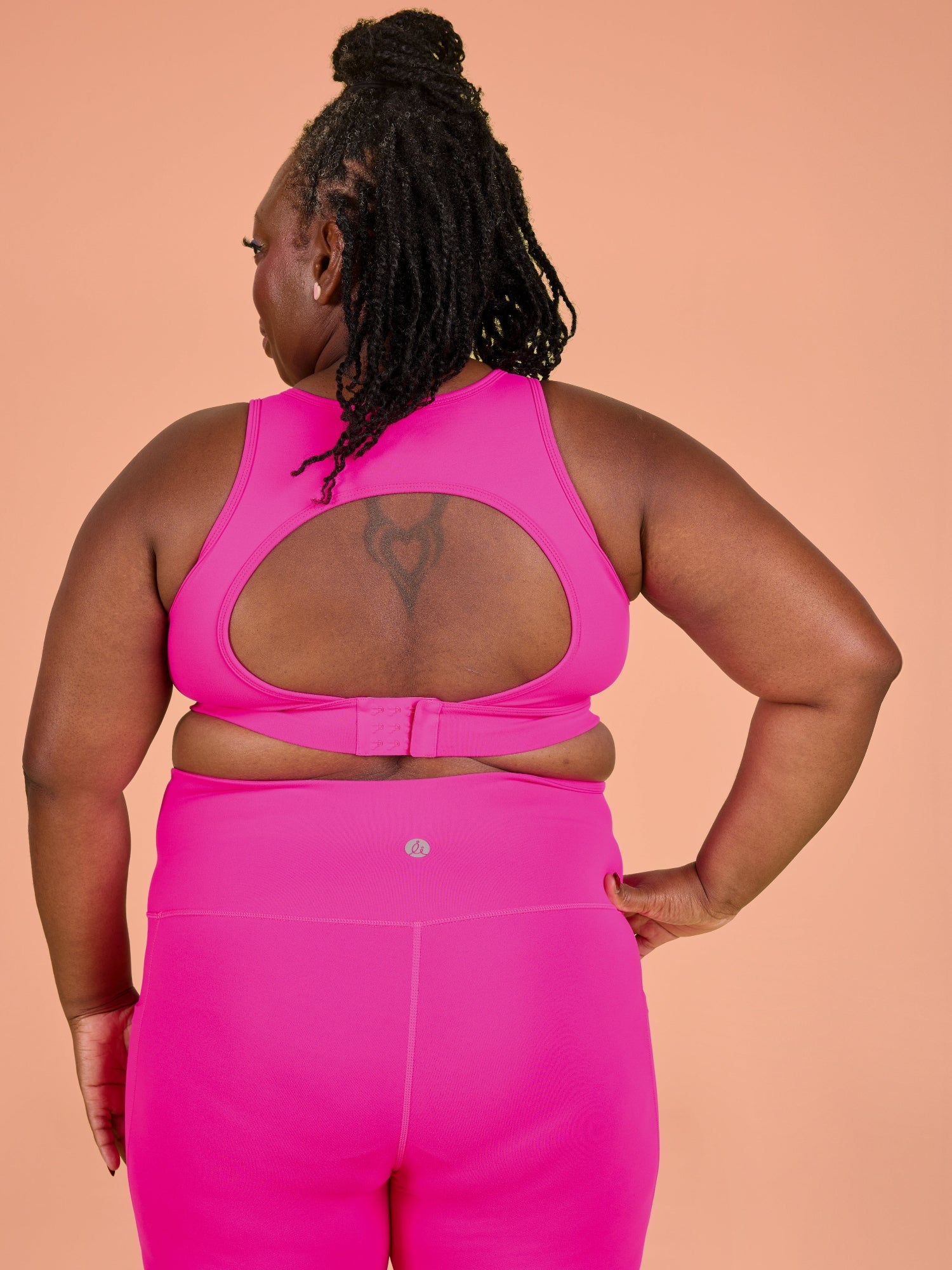 Hot Pink Liberty Hookback Crop - Plus size high impact sports bra