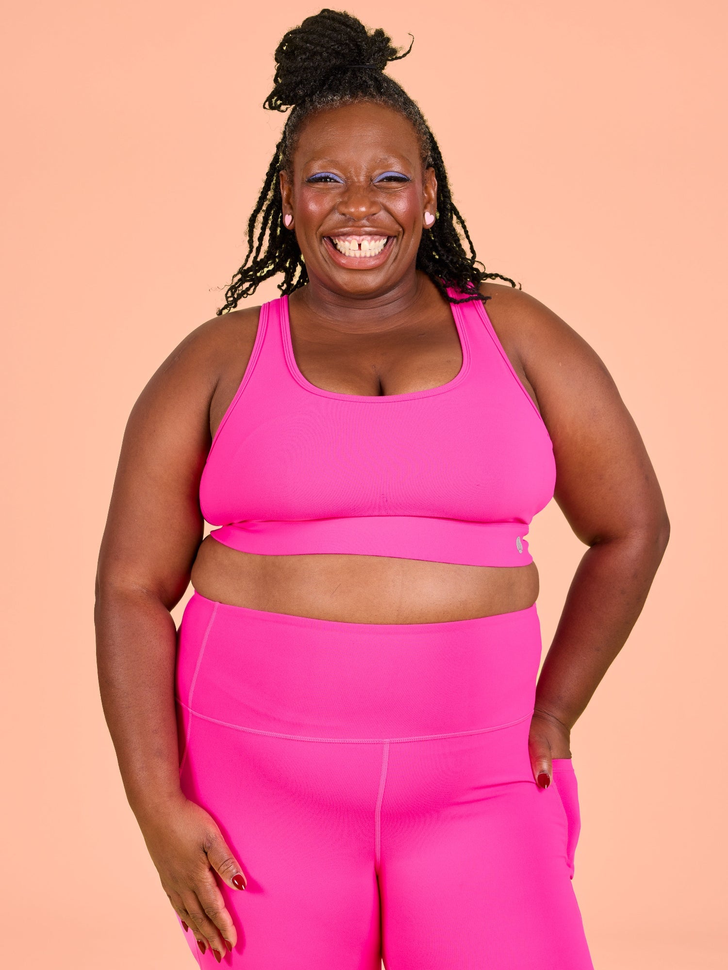 Hot Pink Liberty Hookback Crop - Plus size high impact sports bra