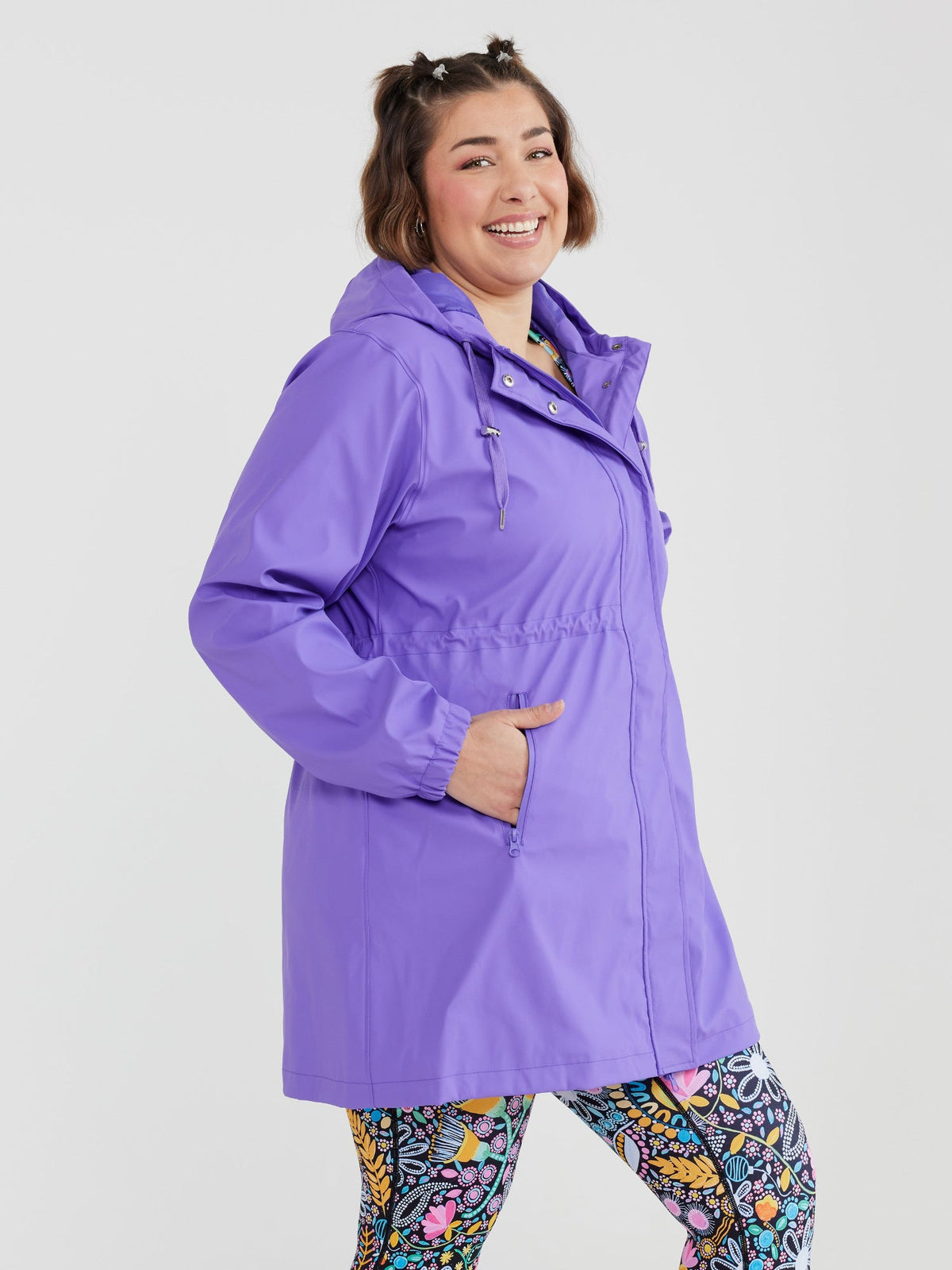 Iris Longline Raincoat- Electric Violet