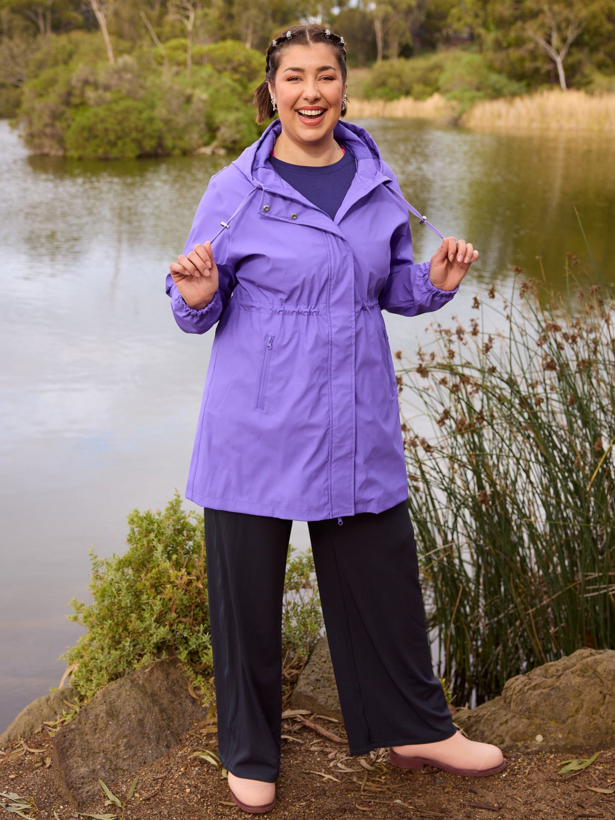 Iris Longline Raincoat- Electric Violet