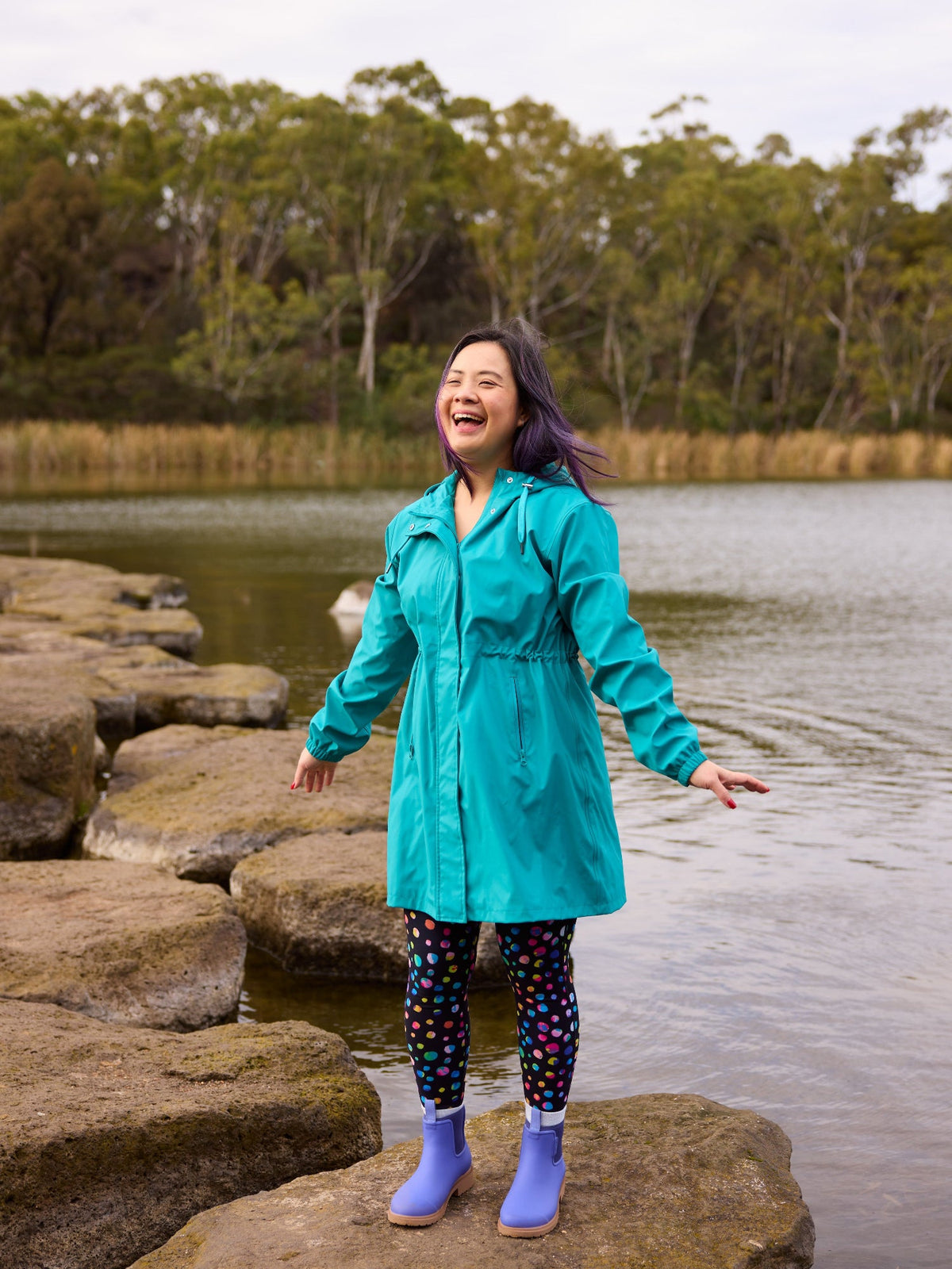 Iris Longline Raincoat- Reef