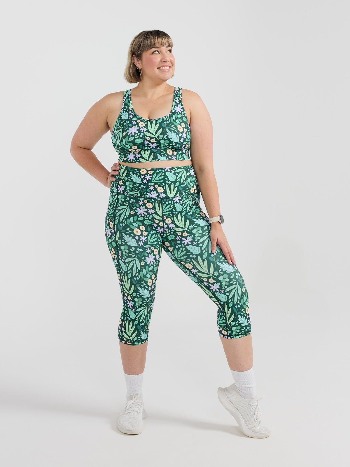 Leaves & Blooms Everyday Cropped Legging - 3/4 length