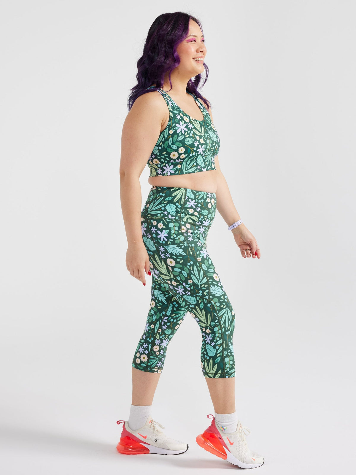 Leaves & Blooms Everyday Cropped Legging - 3/4 length - Women’s high waisted leggings