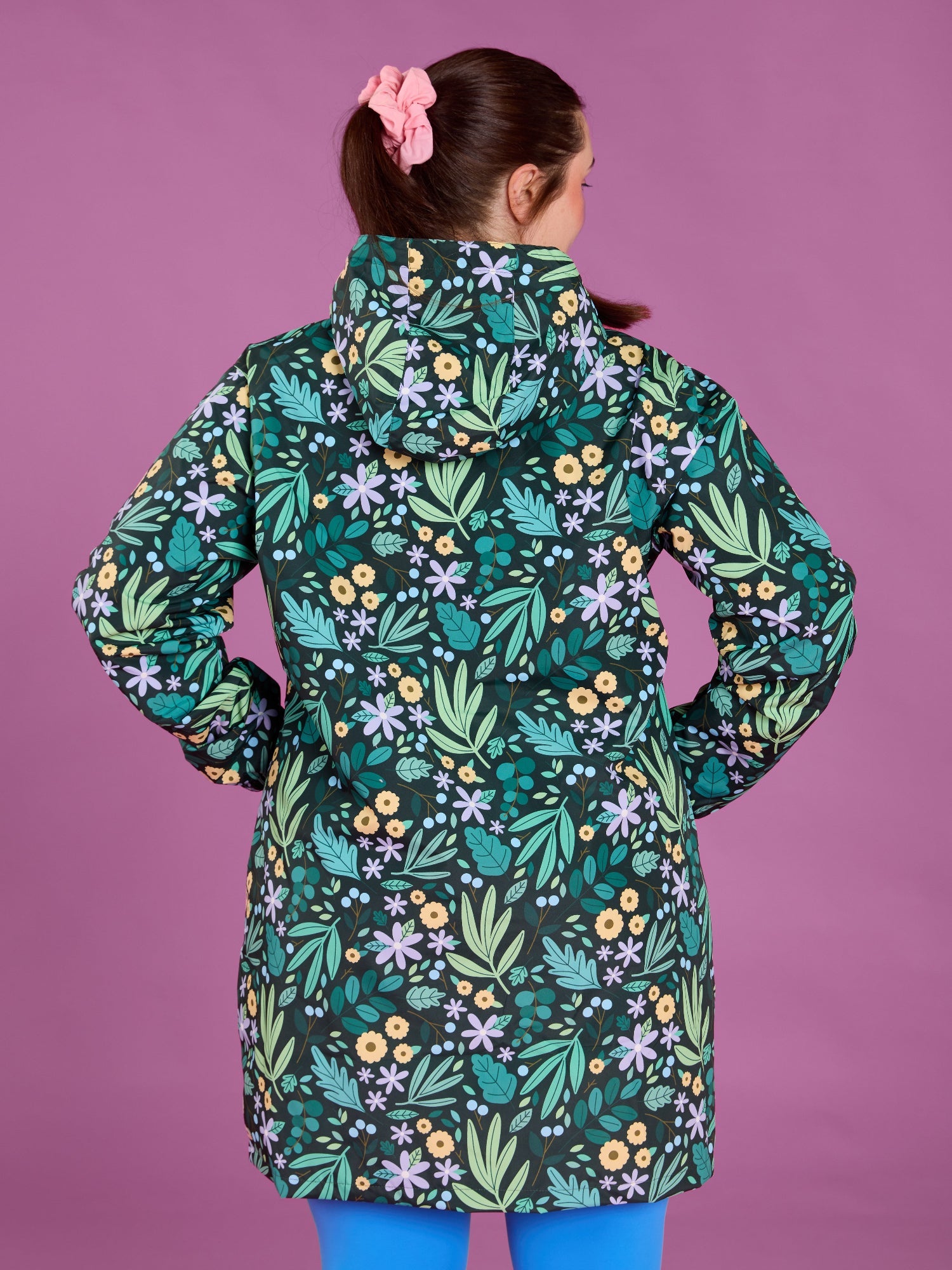 Leaves & Blooms Longline Raincoat