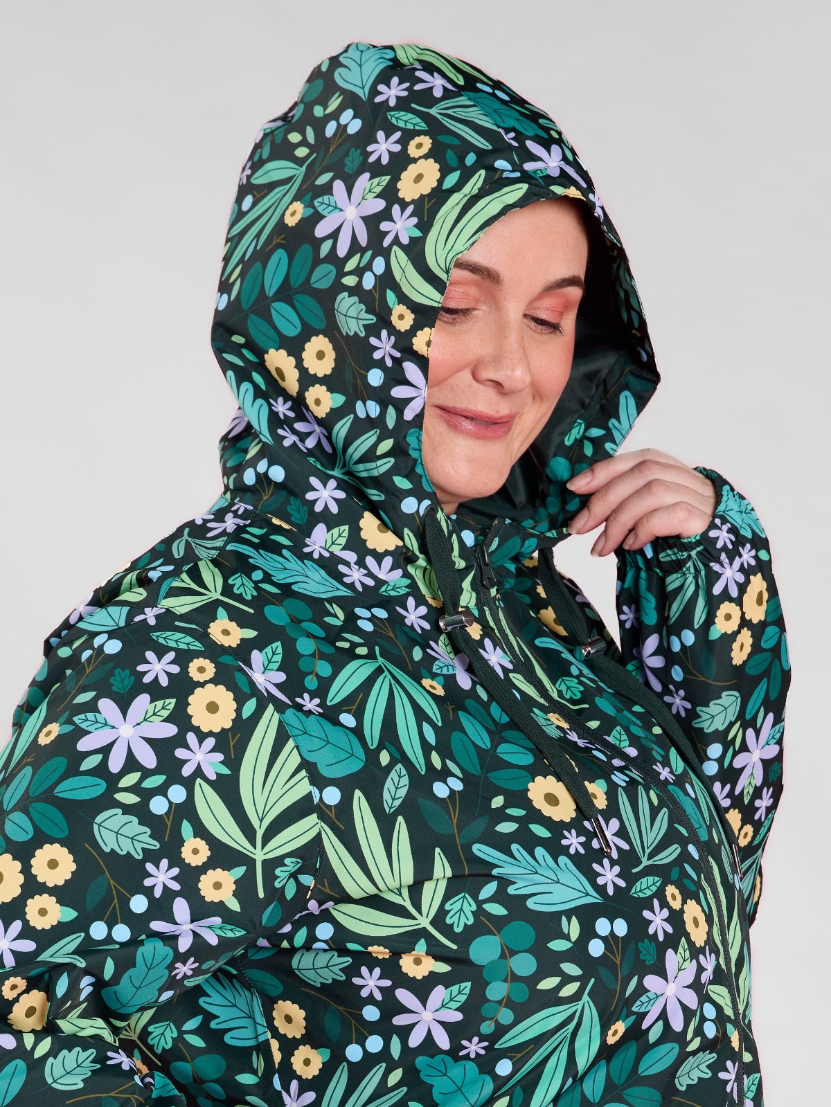 Leaves & Blooms Longline Raincoat