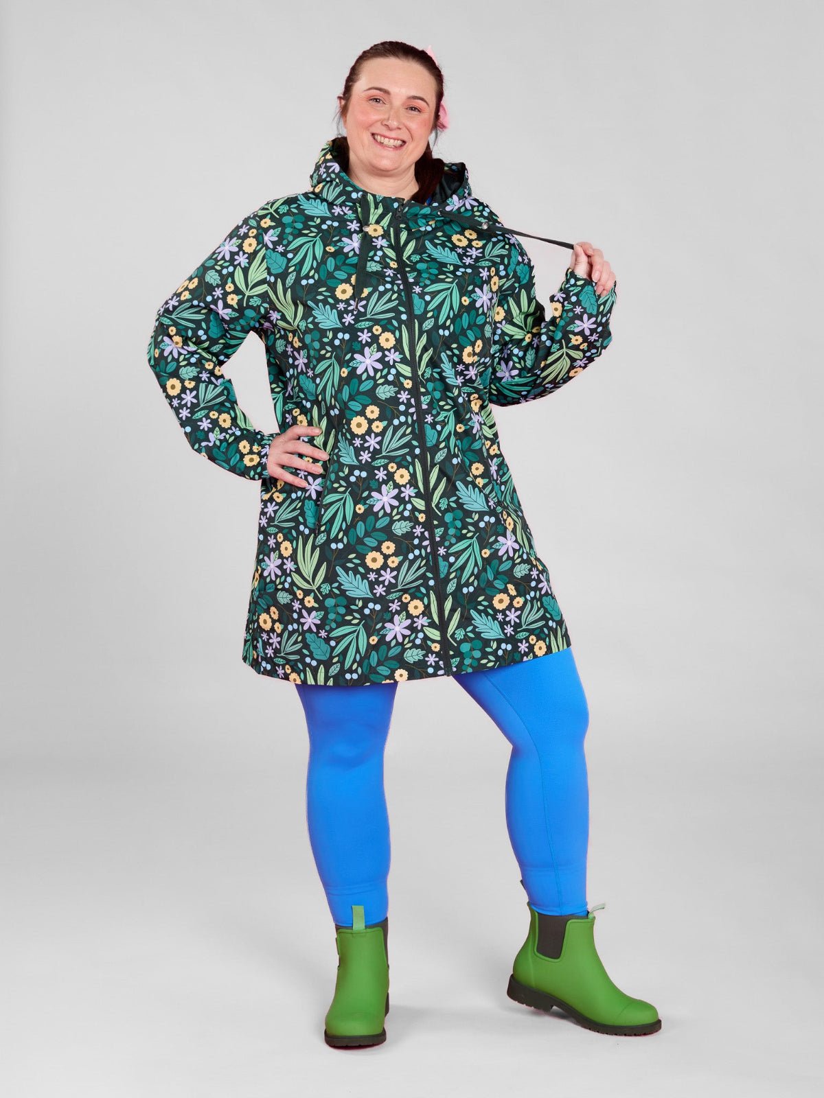 Leaves & Blooms Longline Raincoat