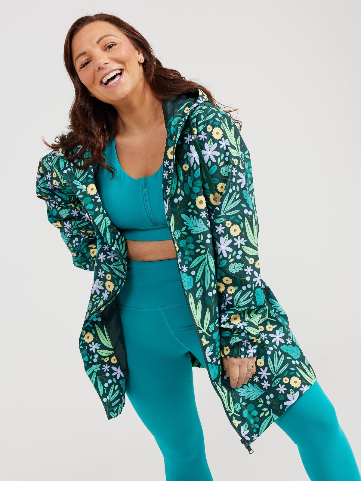 Leaves & Blooms Longline Raincoat (PREORDER)