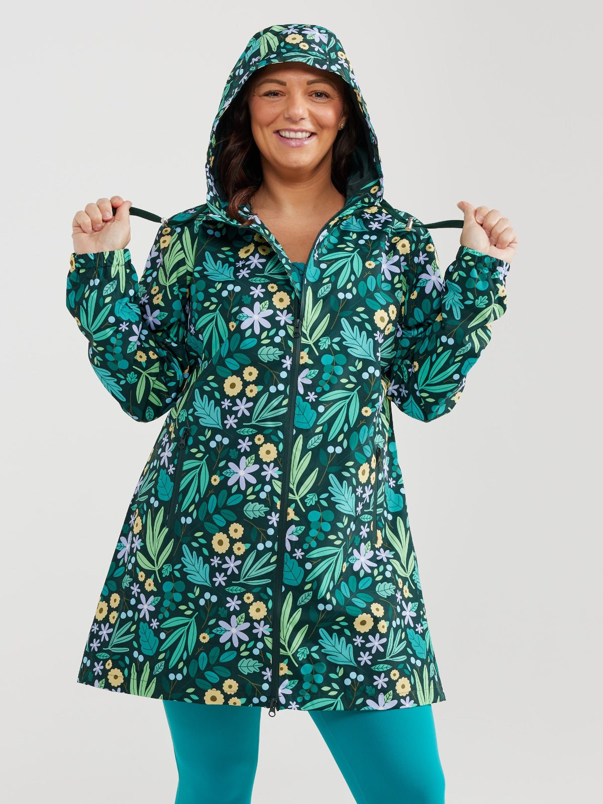Leaves & Blooms Longline Raincoat (PREORDER)