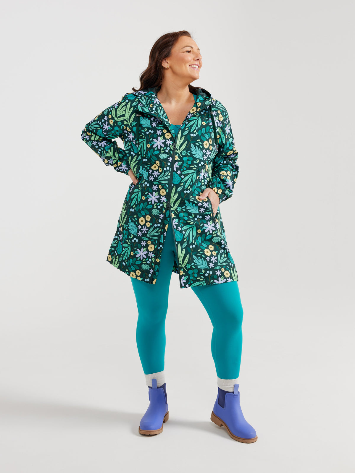 Leaves & Blooms Longline Raincoat (PREORDER)