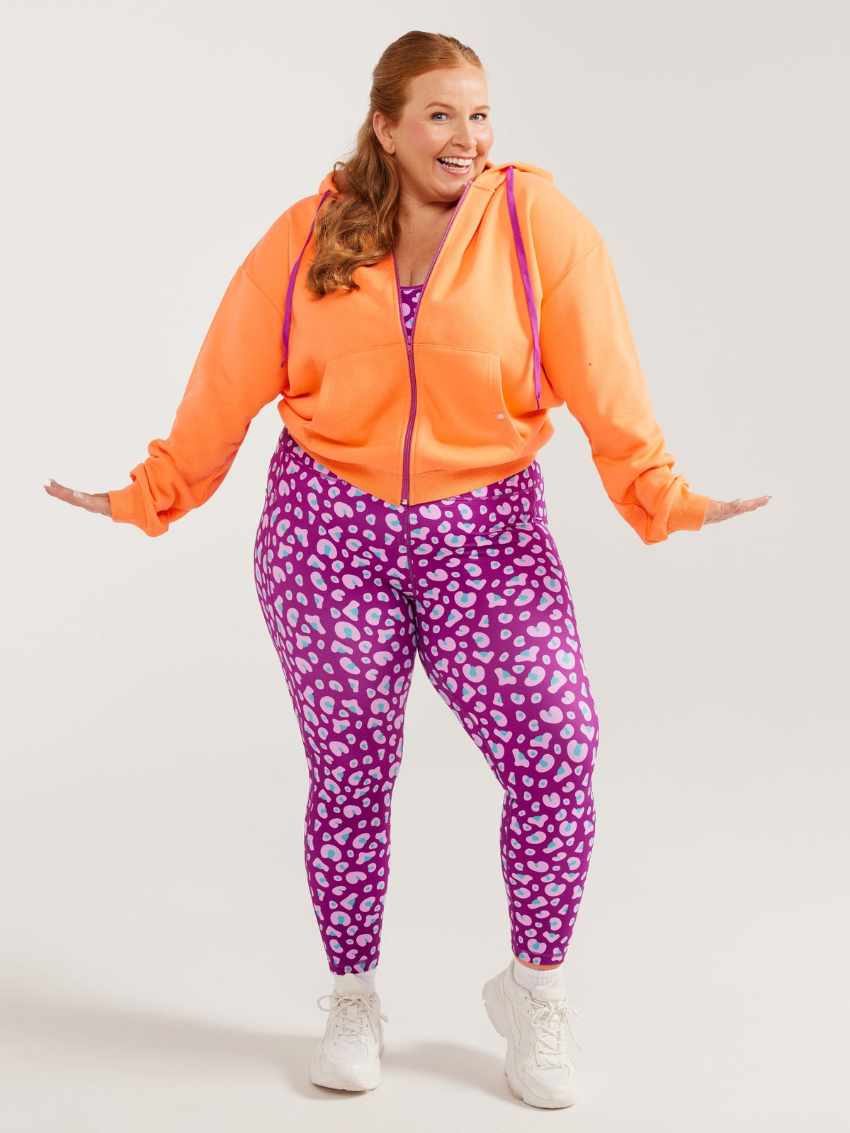 Lucy Zip Up Cropped Hoodie - Orange