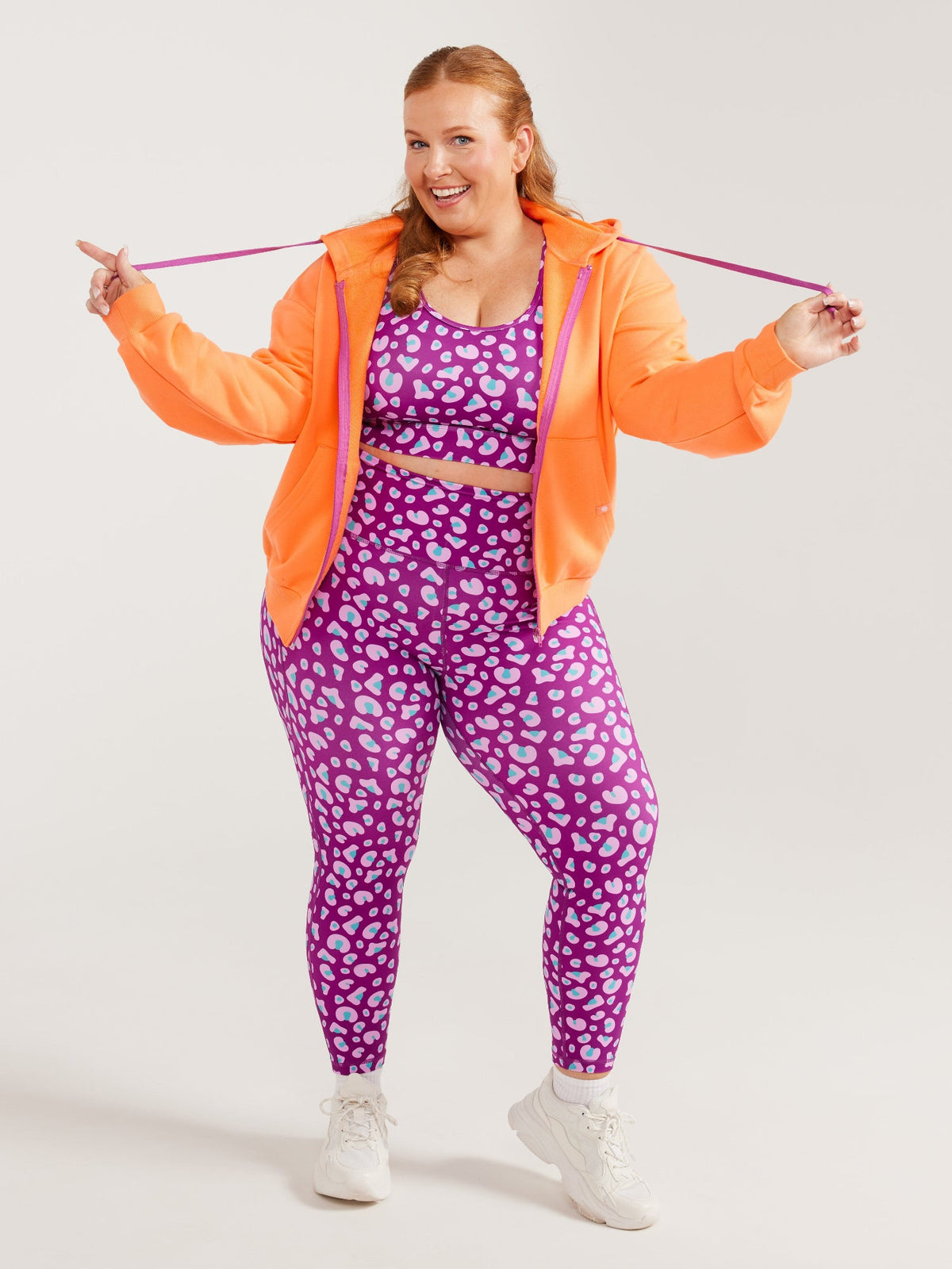 Lucy Zip Up Cropped Hoodie - Orange