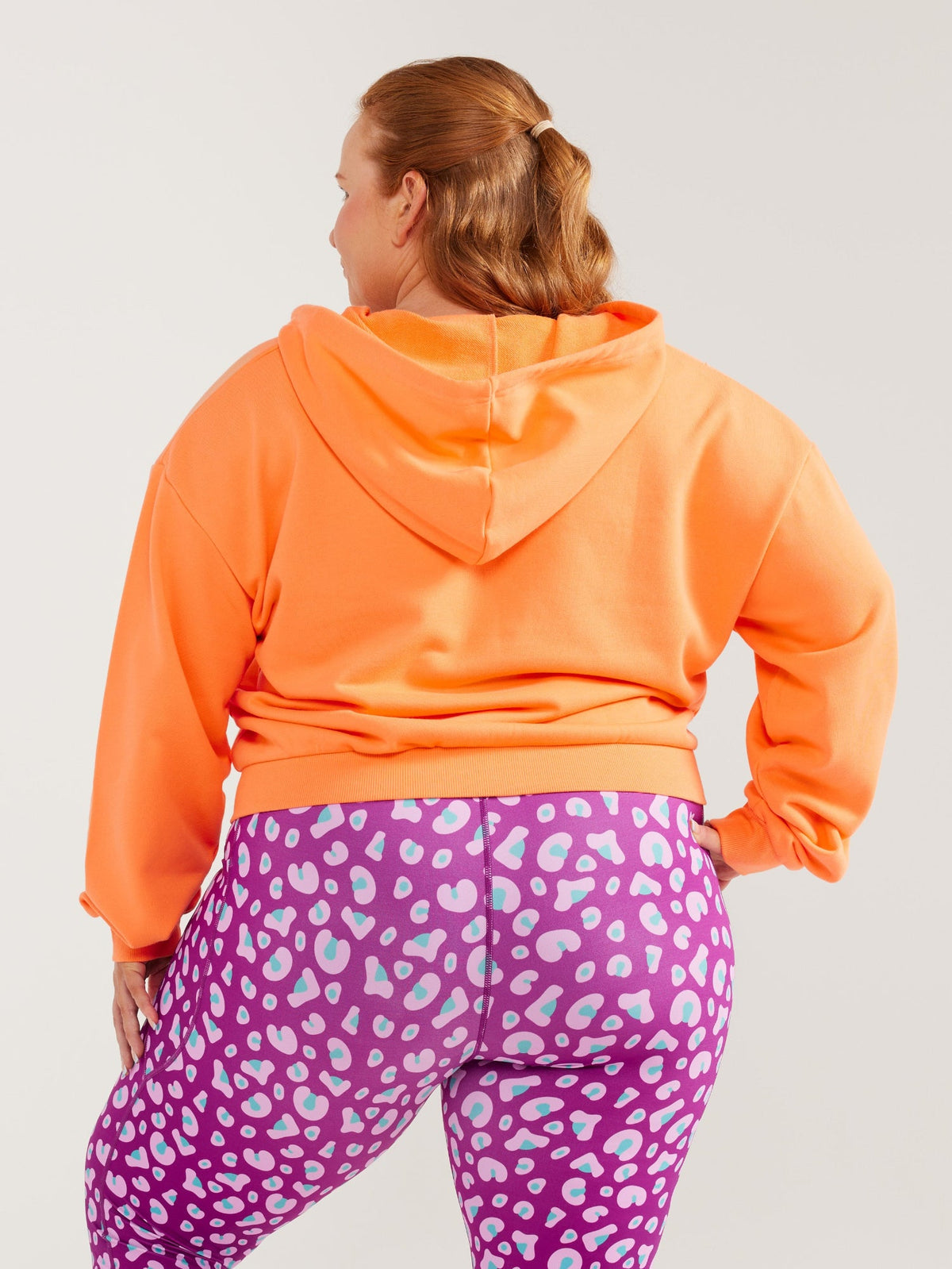 Lucy Zip Up Cropped Hoodie - Orange