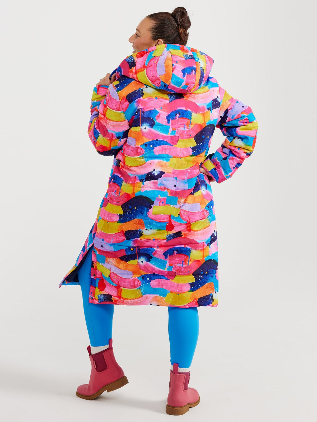 Neon Flow Longline Hooded Puffer Jacket (PREORDER)