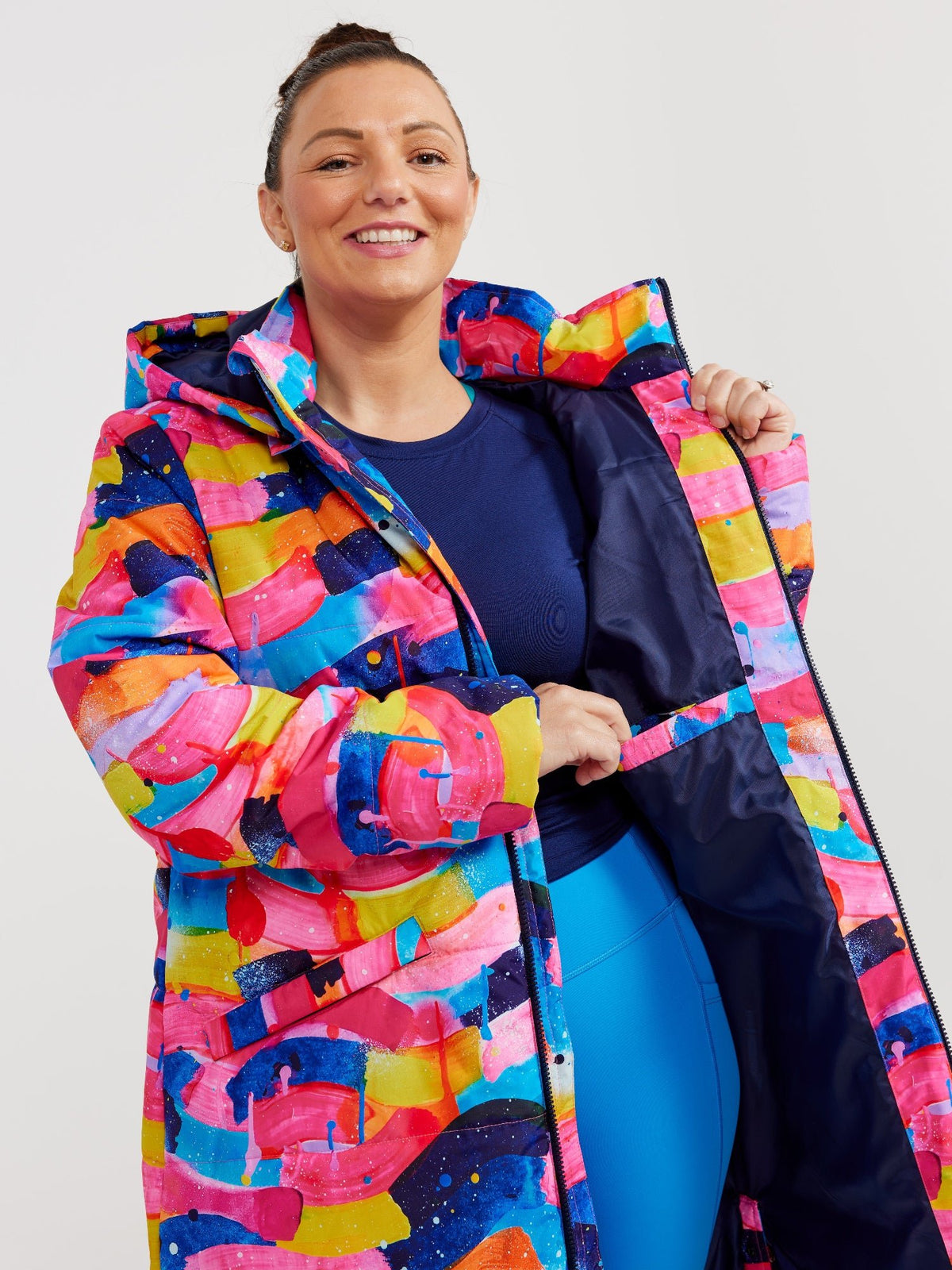 Neon Flow Longline Hooded Puffer Jacket (PREORDER)