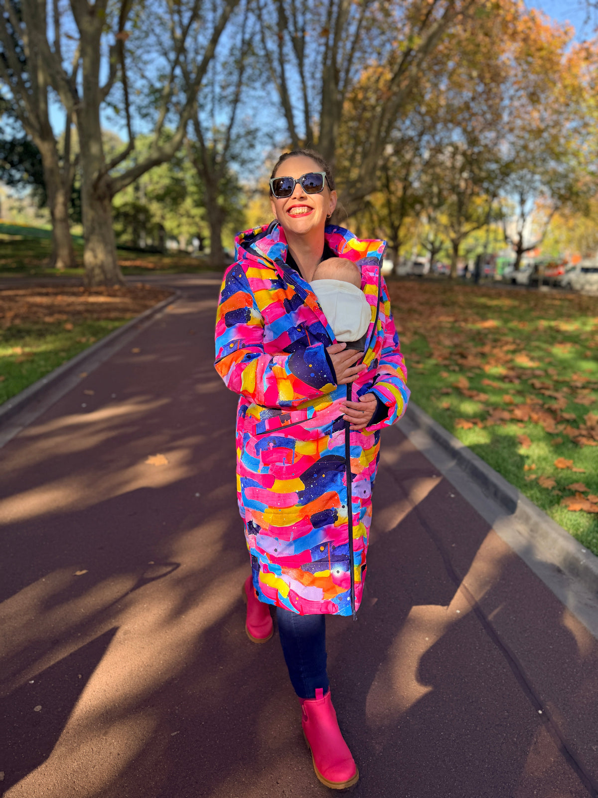 Neon Flow Longline Hooded Puffer Jacket (PREORDER)