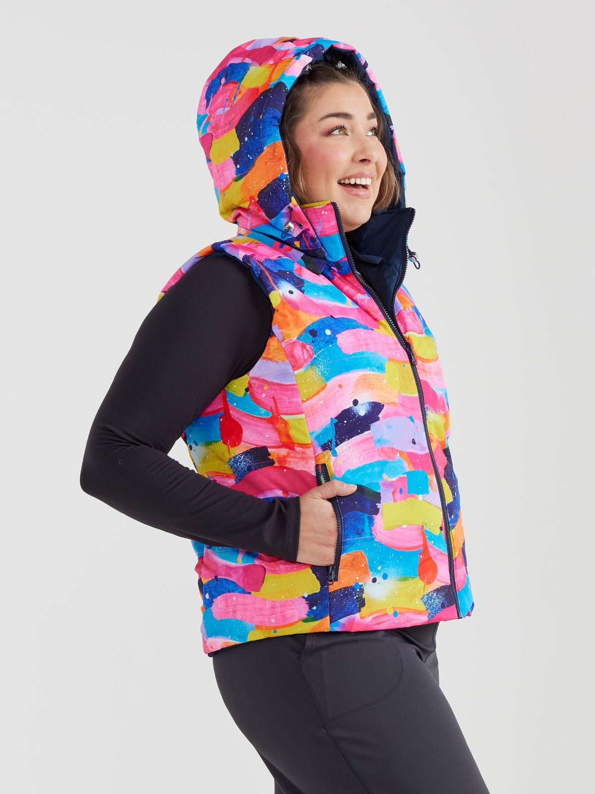 Neon Flow Reversible Hooded Puffer Vest