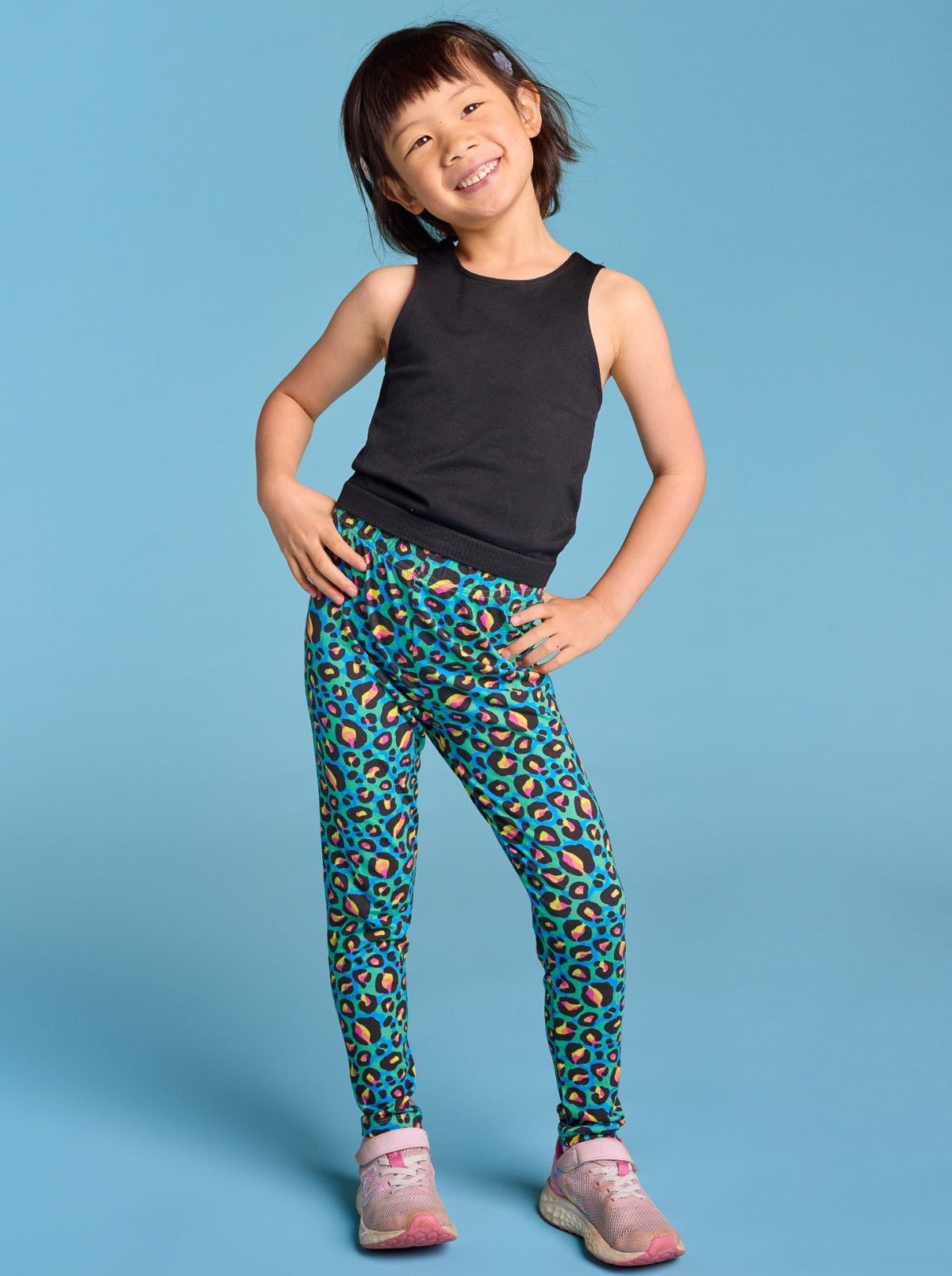 Bamboo Mum and Mini Matching Kids Leggings Neon Leopard Mama Movement