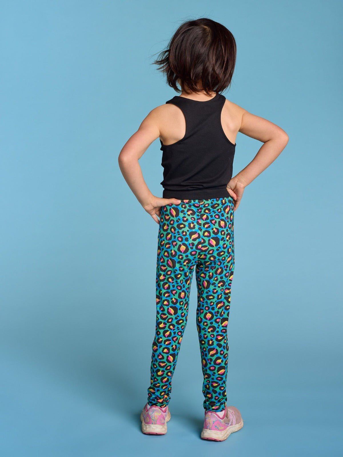 Neon Leopard - Bamboo Kids Leggings - bamboo kids leggings leopard print