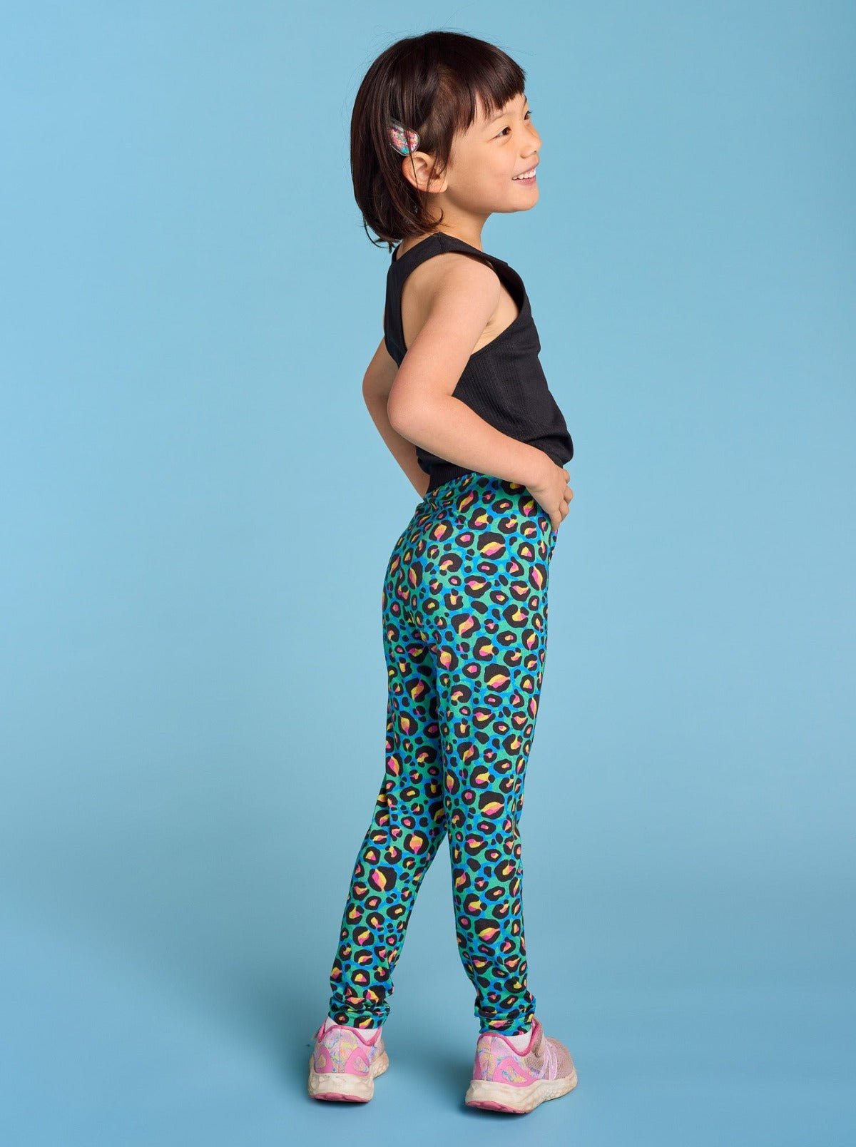 Neon Leopard - Bamboo Kids Leggings - soft kids leggings gender neutral