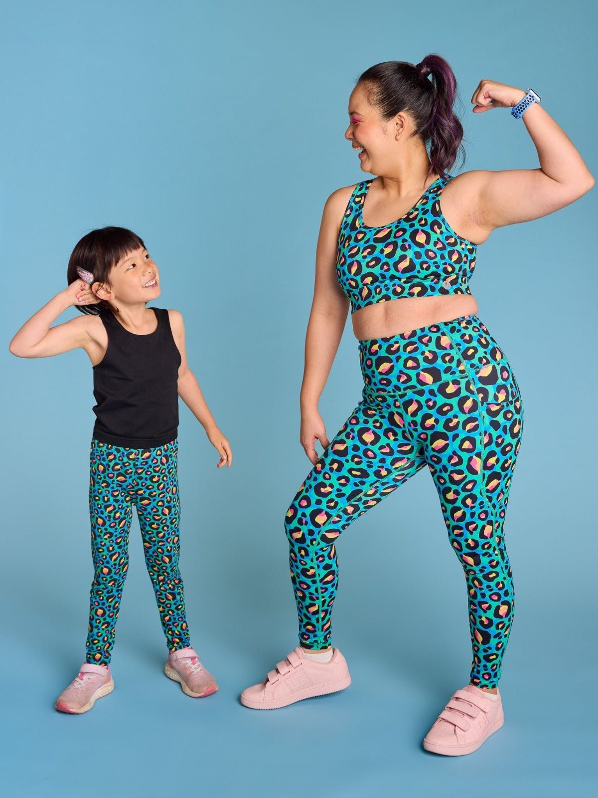 Neon Leopard - Bamboo Kids Leggings - matching mother daughter outfits