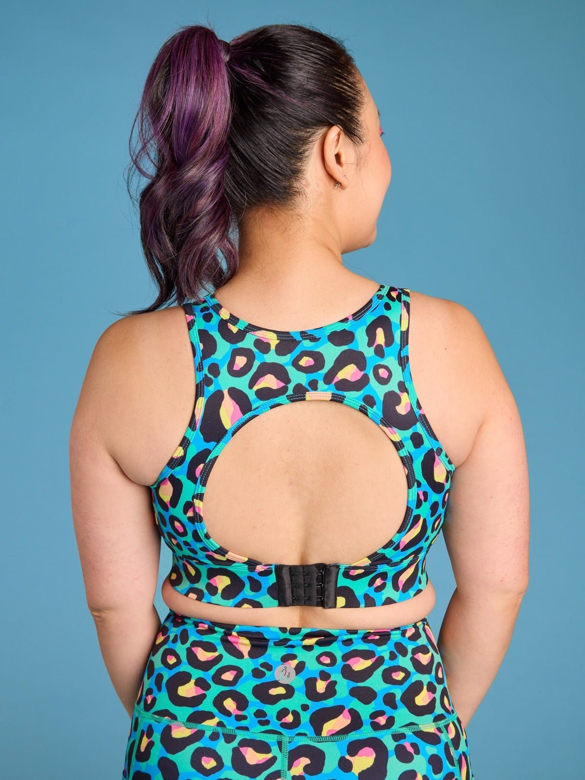 Neon Leopard Liberty Hookback Crop - Sports bra open back