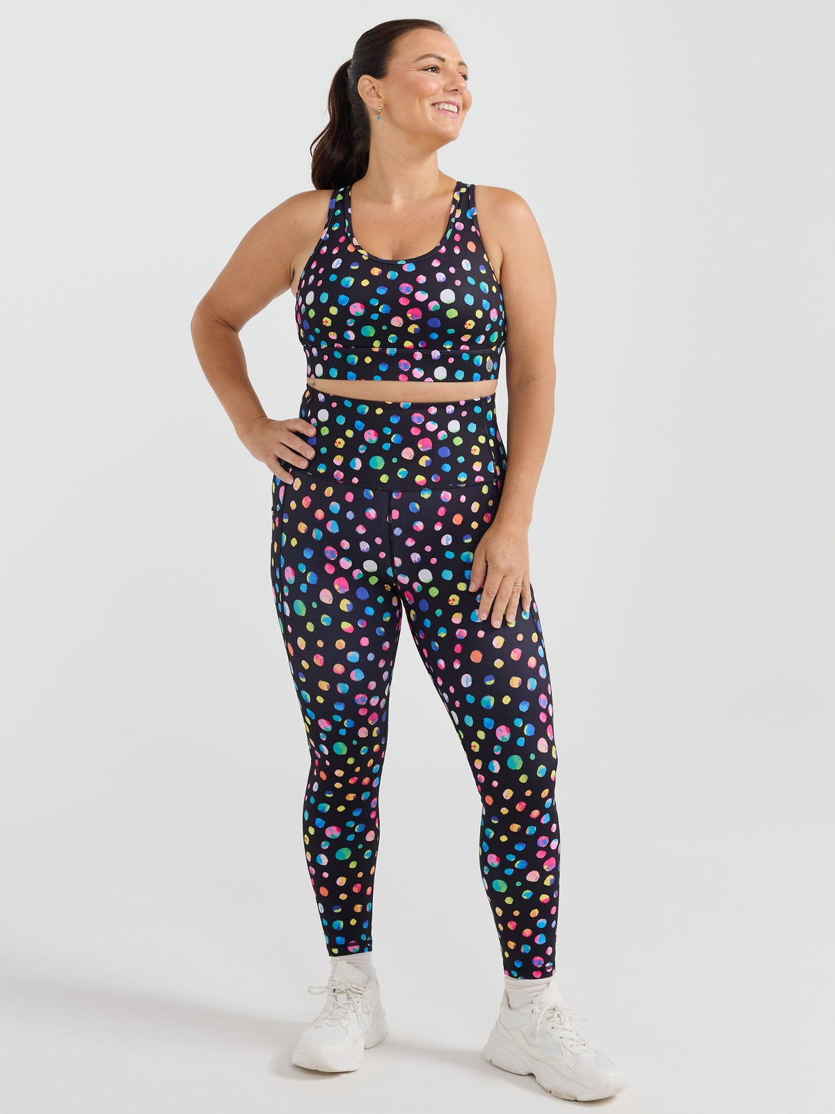 Night Polka Everyday Legging - 7/8 length -High waisted leggings with pockets squat proof activewear
