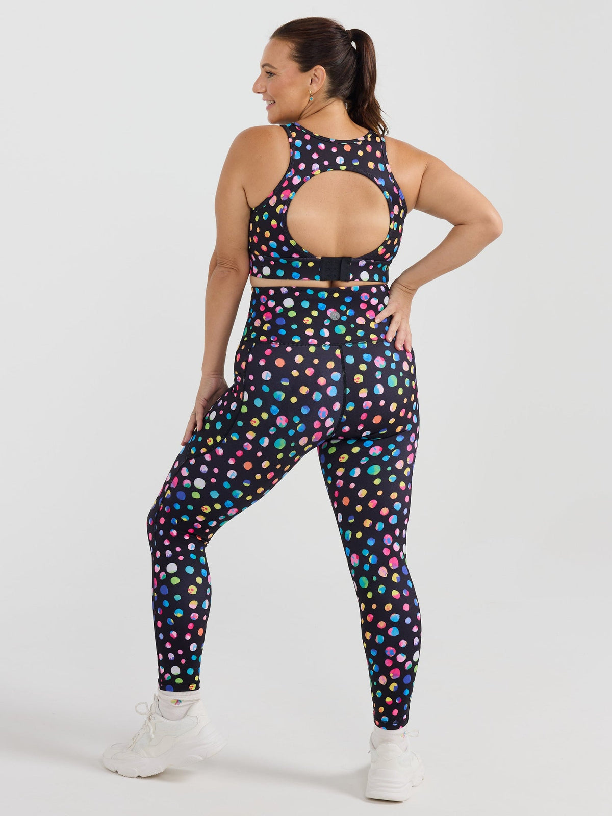 Night Polka Everyday Legging - 7/8 length -  Petite high waisted leggings squat proof gym fit