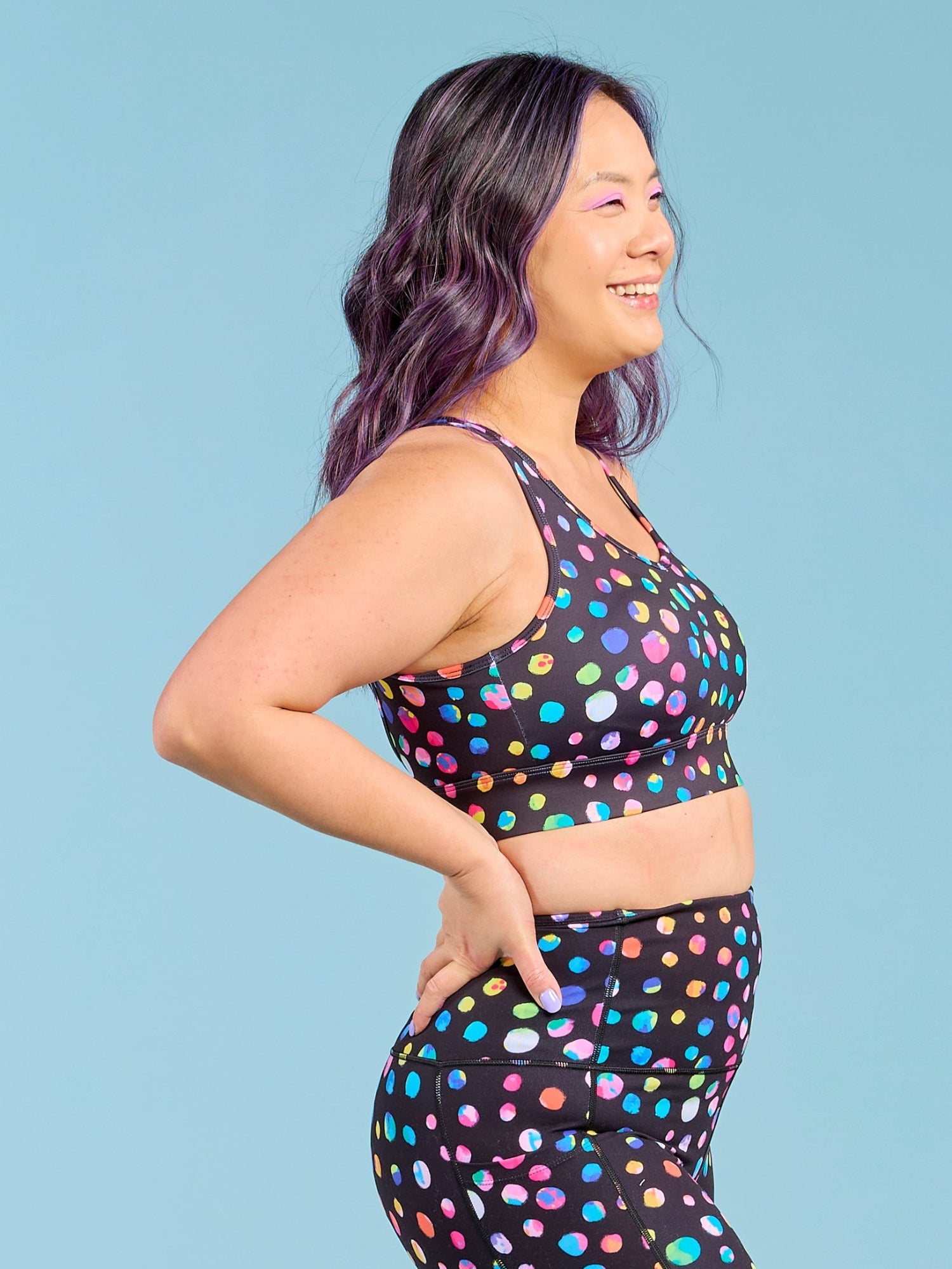 Night Polka Liberty Hookback Crop - Sports bra made from recycled plastic bottles