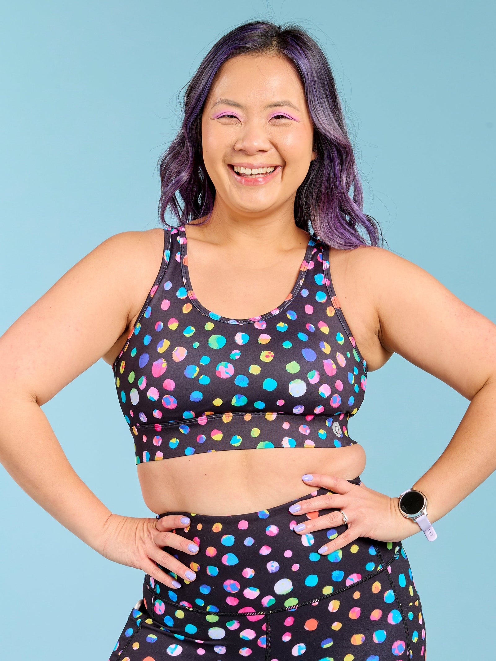 Night Polka Liberty Hookback Crop - Sports bra made from recycled plastic bottles