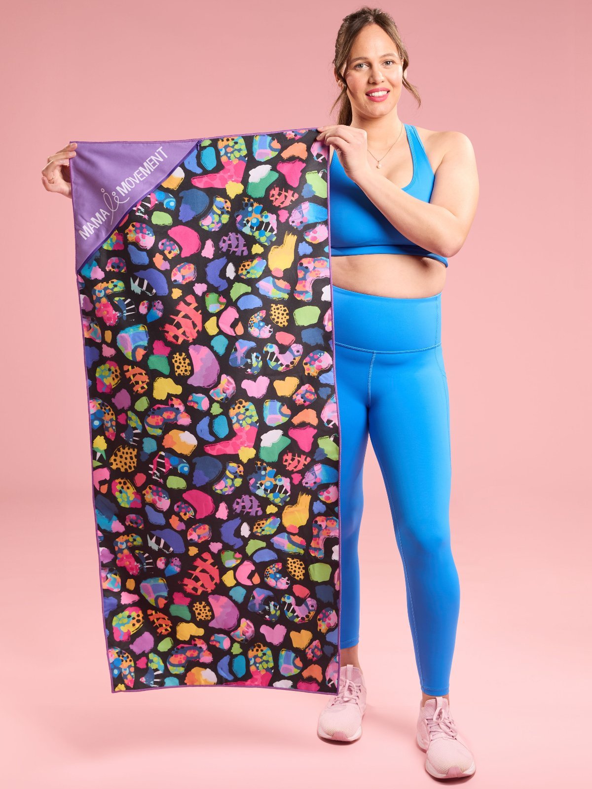 Patchwork Leopard XL Gym Towel with Pocket - large leopard print gym towel