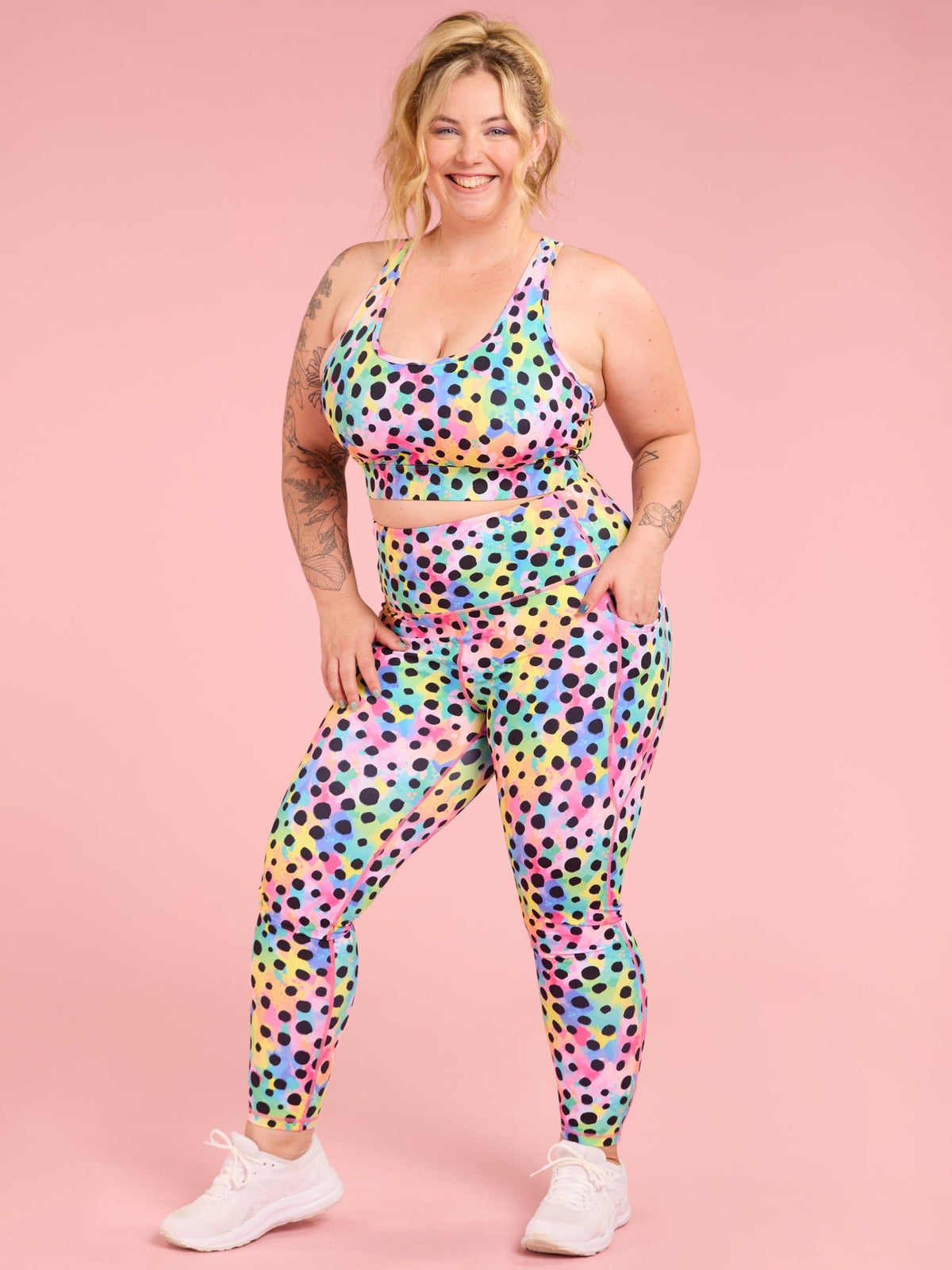 Polka Party Everyday Legging - 7/8-length - sustainable pocket leggings made from recycled plastic bottles