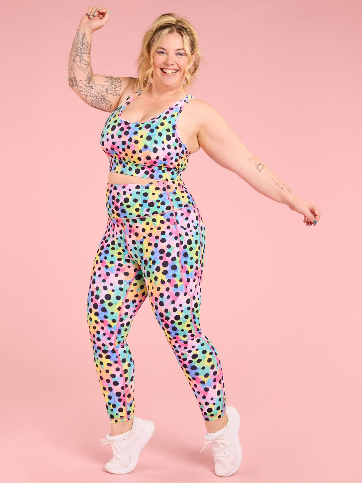 Polka Party Everyday Legging - 7/8-length - extra high waisted squat proof leggings plus size