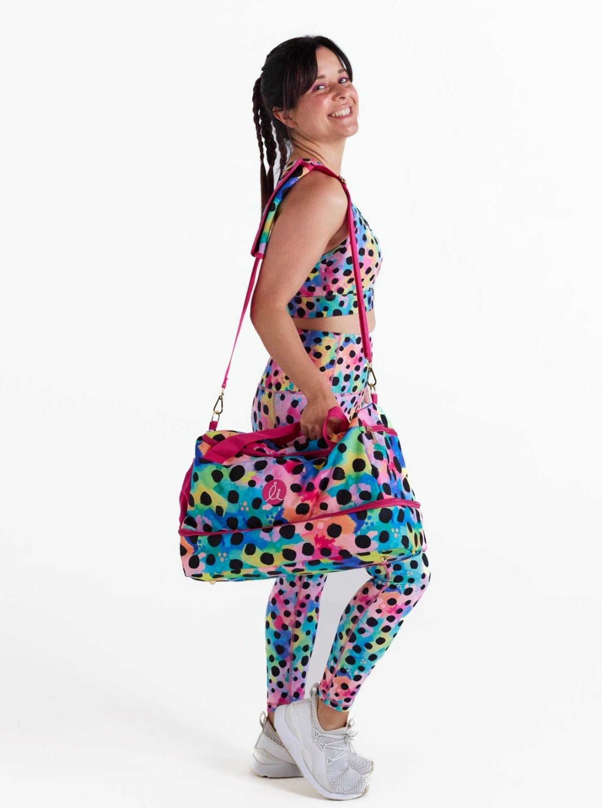 Polka Party Gym Bag - gym and weekender bag with adjustable strap