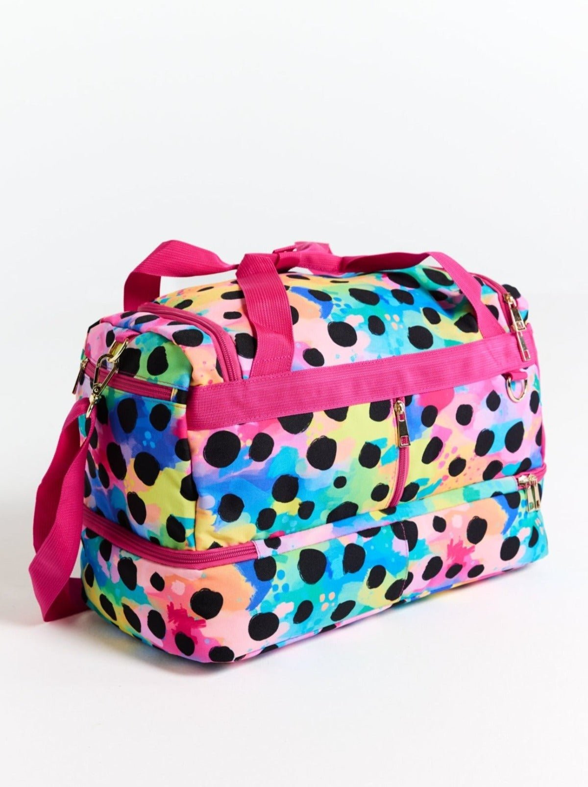 Polka Party Gym Bag - gym bag with shoe compartment and multiple pockets