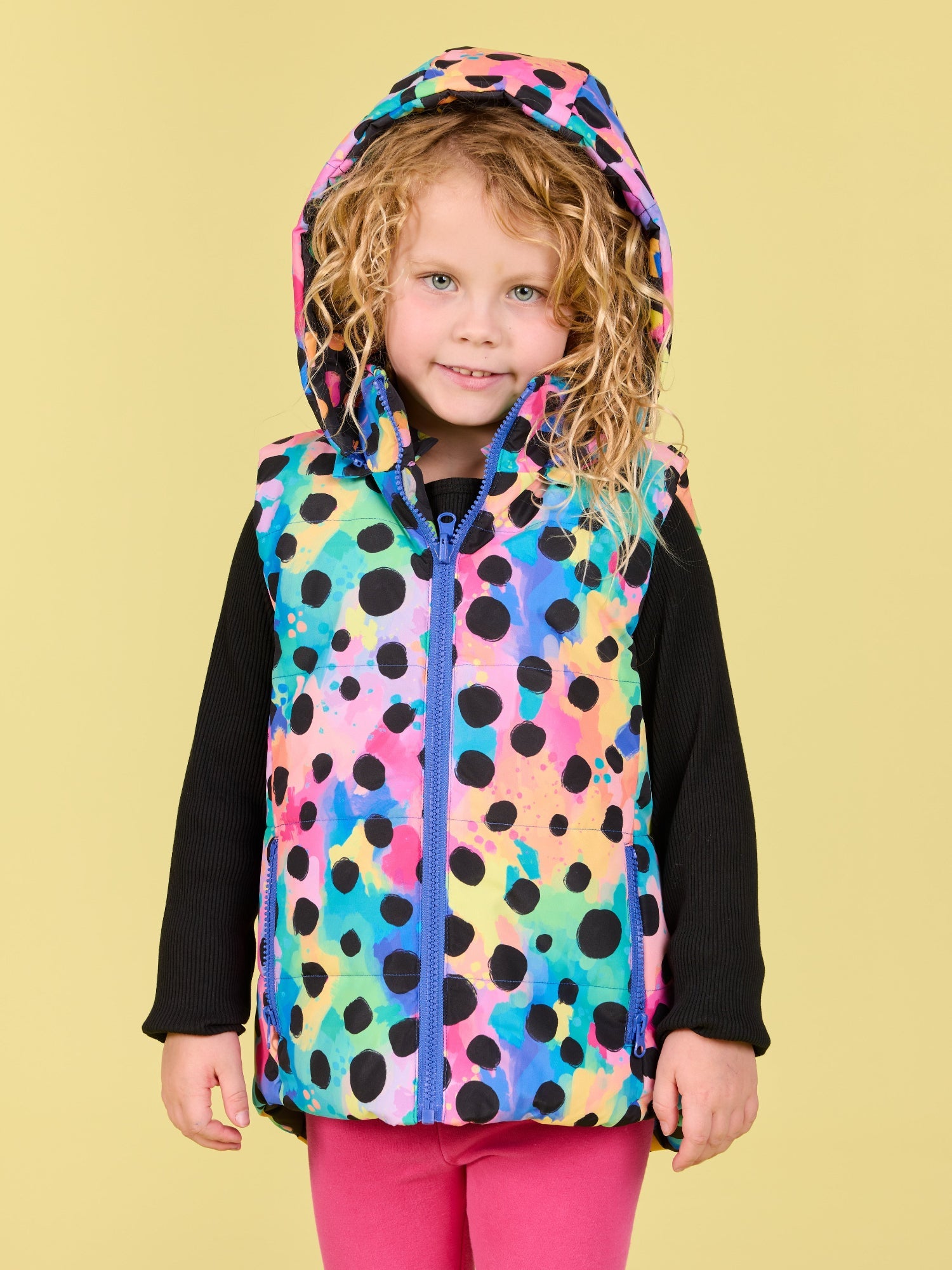 Polka Party Reversible Hooded Puffer Vest - Kids - children puffer jacket colourful