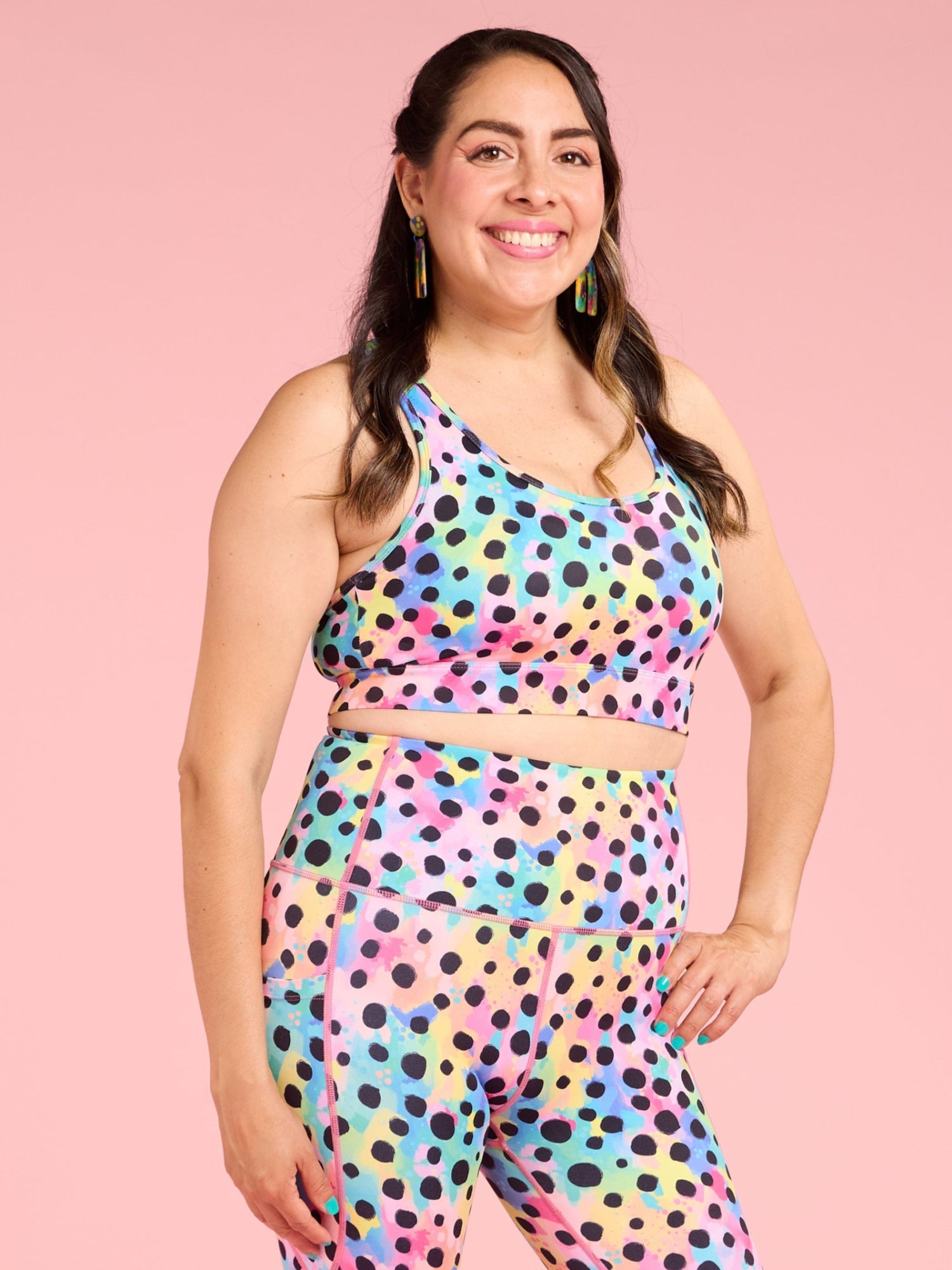 Polka Party Ultimate Racerback Crop - rainbow racerback crop tall women