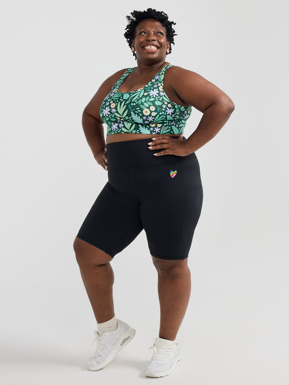 Rainbow at Heart Everyday Black Bike Shorts