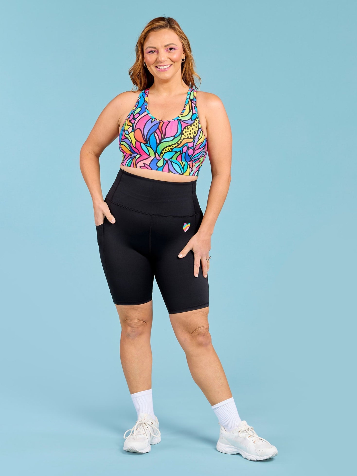 High-Waisted Black Bike Shorts with Pockets Mama Movement