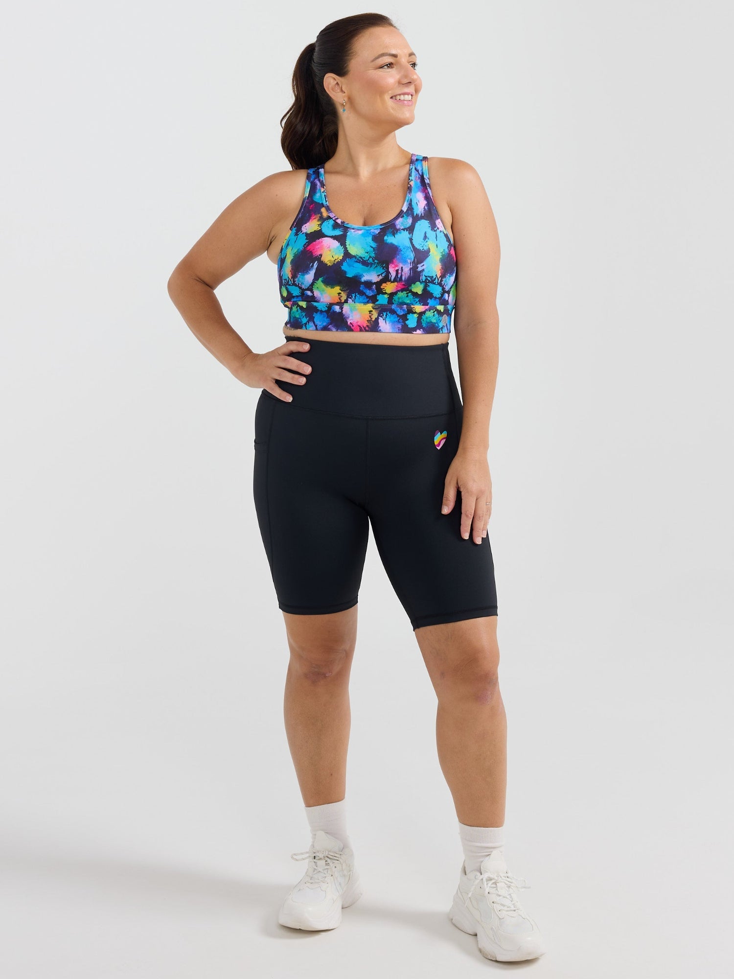 Rainbow at Heart Everyday Black Bike Shorts - tummy control bike shorts black